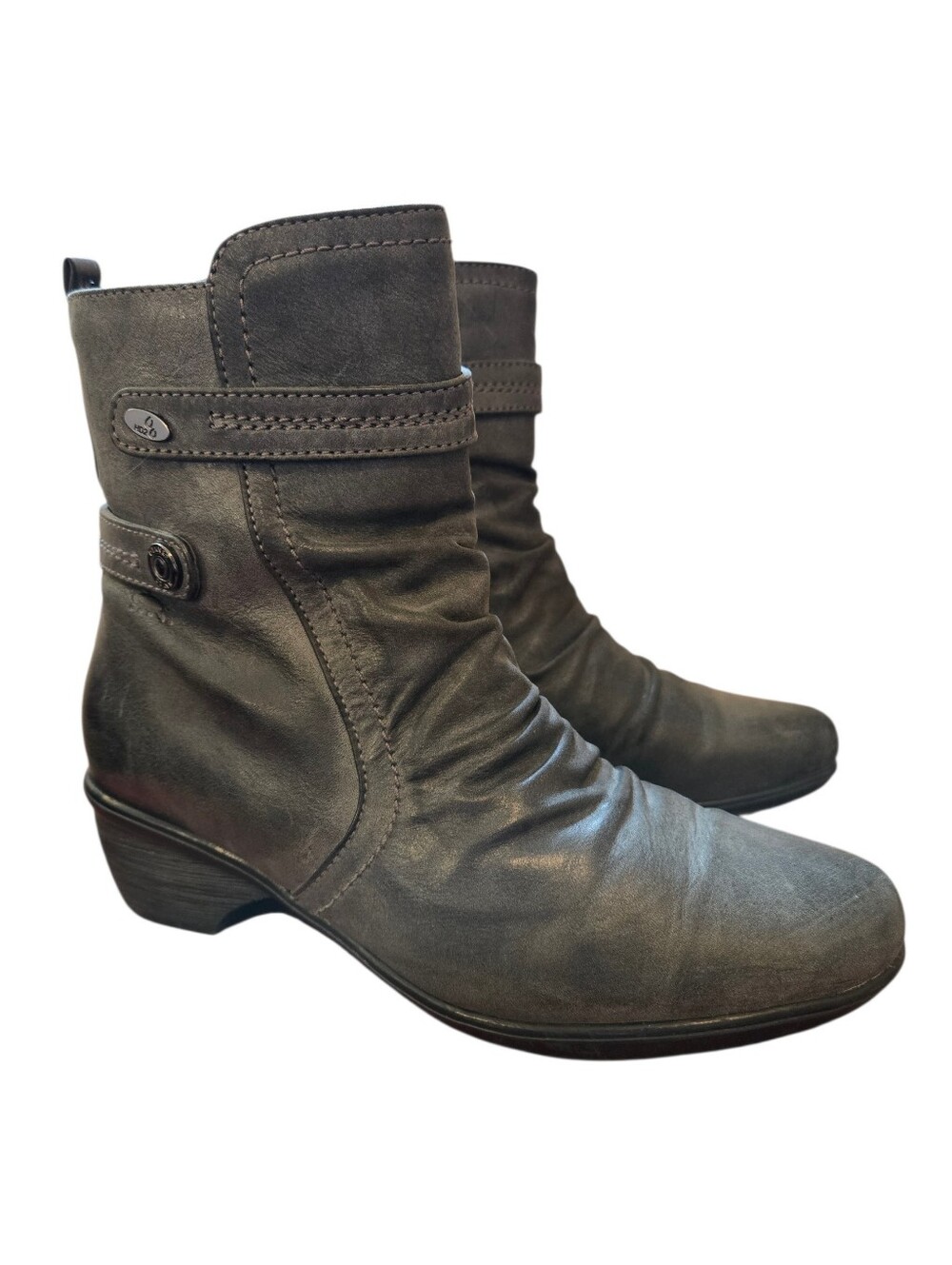 Denver Hayes Charcoal Grey Leather Ankle Boots - T-Max Insulated Booties Size 7M